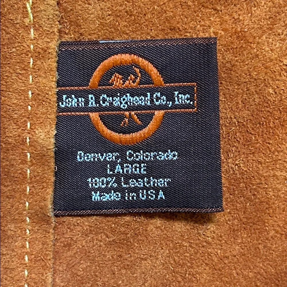 Vintage John R. Craighead kids size Large leather‎ fringe sheriff western vest.